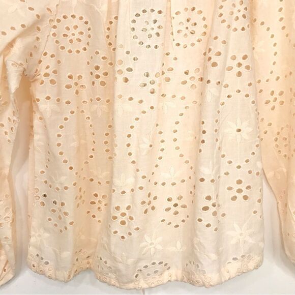 JOIE Cream Eyelet Lace Ruffle Long Sleeve Blouse NEW With Tags - Picture 7 of 14